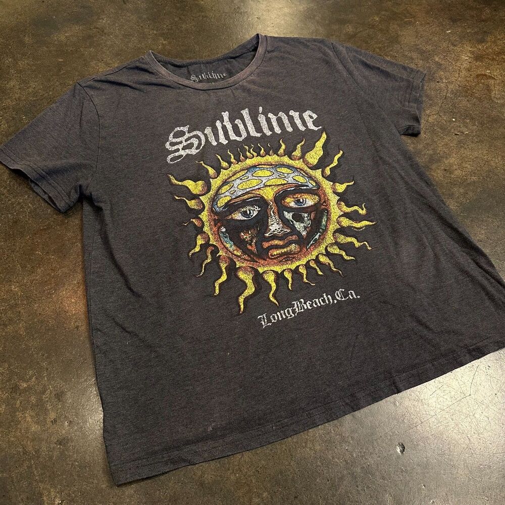 Sublime Band T Shirt Womens Small Black Sun Logo Graphic Long Beach CA